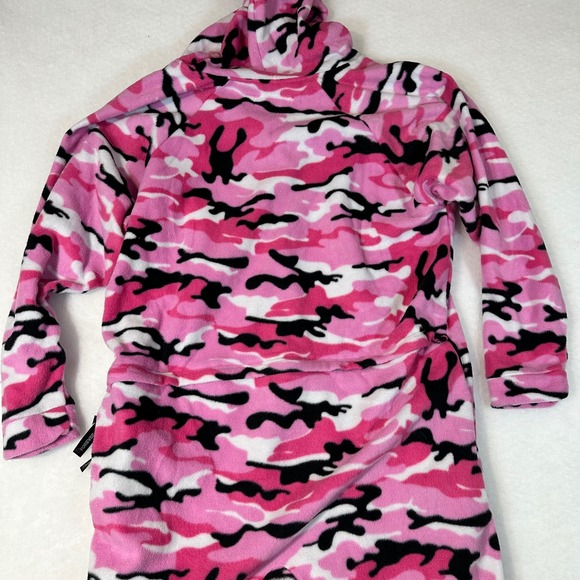 Forever Lazy Pink Camo Fleece Hooded Onesie Pajamas Drop Seat Womens Medium NEW - Picture 8 of 10